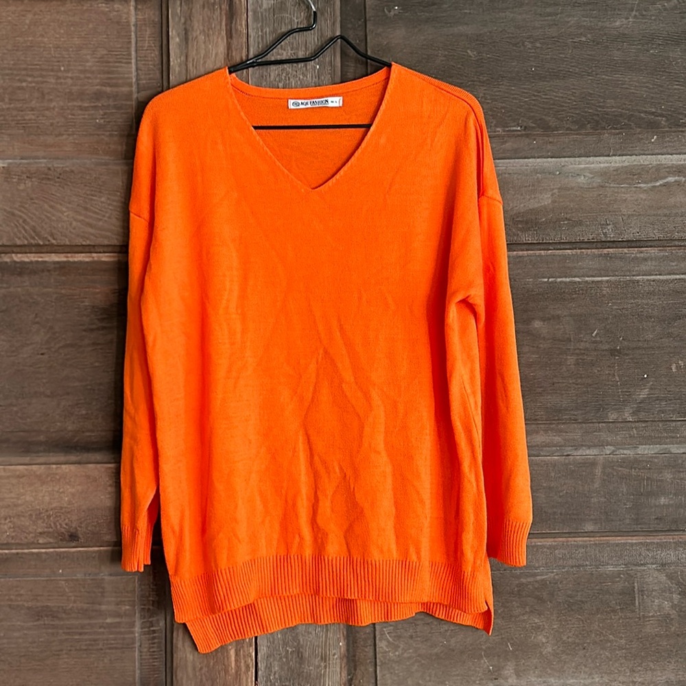 AQE Fashion V-Neck Sweater - Orange Size EU‎ Large